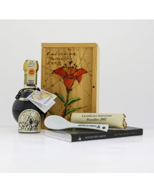 Aceto Balsamico Tradizionale Extravecchio il Favoloso! Collezione PARADISO 2002 – Confezione in LEGNO DIPINTA a mano